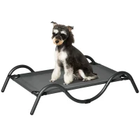PawHut Cama Elevada para Perros Pequeños y Medianos con Tela de Malla Transpirable y Marco Curvo 92x55,5x21 cm Gris(m-1)