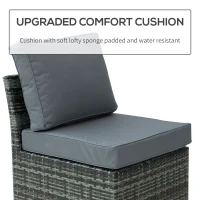 Outsunny 5 PCS Outdoor Rattan Wicker Sofa Sets Reclining Sofa Adjustable Canopy & Side Table Dining Table Set Sectional Conversation Furniture w/ Cushions, Mixed Grey(m-5)