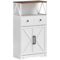HOMCOM Mueble Auxiliar de Almacenaje con Estantes y Cajones Diseño Clásico para Salón Cocina o Dormitorio 60x31x108 cm Blanco