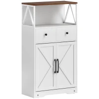 HOMCOM Mueble Auxiliar de Almacenaje con Estantes y Cajones Diseño Clásico para Salón Cocina o Dormitorio 60x31x108 cm Blanco(m-1)