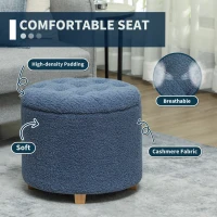 HOMCOM 40.5L Teddy Fleece Storage Ottoman - Blue(m-5)