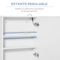 HOMCOM Armario de Baño con Espejo y Luz LED con 2 Estantes e Interruptor Táctil para Dormitorio Aseo 50x15x60 cm Blanco(m-4)