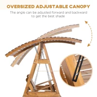 Outsunny 2 Seater Swing Chair, Garden Swing Bench with Adjustable Canopy, and Pine Wood Frame for Patio, Yard(m-4)