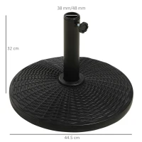 Outsunny 11.5 kg Plastic and Cement Rattan Pattern Parasol Base - Black(m-3)
