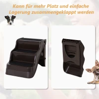 PawHut Hundetreppe Katzentreppe Haustiertreppe mit 3 Stufen klappbar, Kunststoff, Dunkelbraun, 39x49x39cm(m-5)