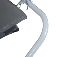 HOMCOM Bain de Soleil transat de Jardin chaise longue Bascule hamac tétière inclus pour Jardin, Piscine, Terrasse dim. 212L x 130l x 60H cm Gris(m-9)