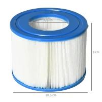 Outsunny Lot de 8 cartouches filtrantes de rechange pour spa - cartouches de filtration - PP bleu blanc(m-3)