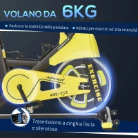 HOMCOM Cyclette Professionale con Schermo LCD e Supporto Smartphone, Fitness Cyclette da Camera con Sellino e Manubrio Regolabili, Volano 6kg, 50x100x101-113cm(m-5)