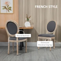 HOMCOM Set of Two French-Inspired Wooden Dining Chairs - Grey(m-4)
