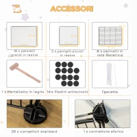 PawHut Recinto Modulare per Conigli e Animali di Piccole Dimensioni, 27 Pannelli Acciaio e Resina(m-6)