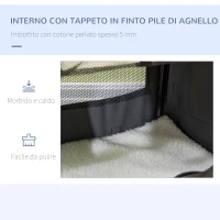 PawHut Trasportino per Cani Toy e Gatti fino 4kg Pieghevole con 3 Aperture e Cuscino, 50.5x33.5x35cm, Grigio(m-5)