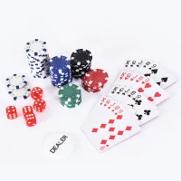 HOMCOM Maletín de Poker Profesional de Aluminio con 300 Fichas Juego Set de Poker Casino con 5 Dados 2 Barajas de Cartas y 1 Ficha de Crupier 38x20,5x6,5 cm Multicolor(m-8)