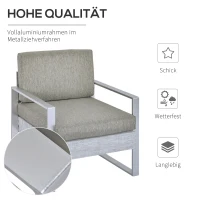 Outsunny Gartenmöbel Sofa Set für 5 Personen mit Alu. Teetisch mit gehärtetem Glas Grau(m-4)