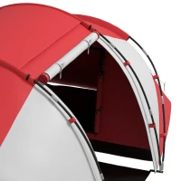 Outsunny Tente de camping familiale 4-6 personnes tente dôme étanche légère, ventilée 2 cabines fenêtre grande porte gris rouge(m-9)