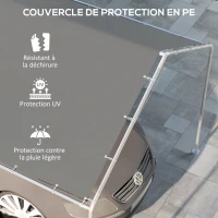 Outsunny Toile de remplacement pour carport 3 x 6 m avec 48 élastiques à boules (housse uniquement, cadre non inclus)(m-6)