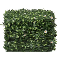 Outsunny 12 Stück künstliches Pflanzenwand Hecke 50x50 cm UV-Schutz Sichtschutz Rhododendronblätter Design Heckenpflanze für Garten Outdoor Dekor(m-8)