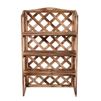 Outsunny Blumenständer Blumenregal Pflanzregal Blumenbank 3 Etagen Tannenholz (Modell8)(m-4)