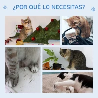 PawHut Árbol Rascador para Gatos de Madera 71,5x49,5x120 cm Torre de Gato con Cueva Plataformas Postes Rascadores Cojines Gris(m-4)