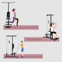 SPORTNOW Station de musculation Station à Poulie, tirage poitrine - lat pulldown machine - banc de musculation Musculation(m-4)