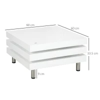HOMCOM Tavolino da Caffè da Salotto e Studio, a 3 Livelli in MDF con 2 Piani Rotanti, 60x60x33.5 cm, Bianco(m-3)