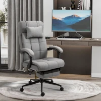 Vinsetto Office Chair with Footrest Ergonomic Office Chair with Armrests Lumber Support and Headrest Light Grey(m-2)