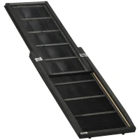 PawHut Rampa para Perros de Madera Rampa Plegable para Mascotas con Base Antideslizante Carga 40 kg 165x43x6,5 cm Negro(m-11)