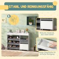 AIYAPLAY Kinder-Aufbewahrungsregal, Spielzeugschrank für Kinder mit 11 Stoffboxen, oberen Fächern, 3 Stickern, Weiß(m-5)