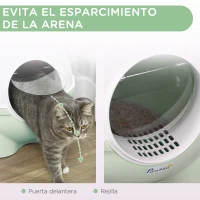 PawHut Arenero para Gatos con Cubierta Desmontable Caja de Arena para Gatos con Pala 53x51x48 cm Verde(m-4)
