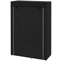HOMCOM Armoire penderie multi-rangement - 6 étagères, 1 barre - non tissé noir