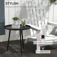 Outsunny Outdoor Beistelltisch, Gartentisch, runder Terrassentisch, Stahl, Ф40 x 50Hcm, Schwarz(m-4)