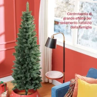 HOMCOM Albero di Natale Artificiale 182.88cm con 479 Rami, Design Alto e Stretto con Base Pieghevole, Verde(m-4)