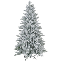 HOMCOM Weihnachtsbaum 180 cm, schneebedeckt, flammhemmend, Metallfuß, formbare Äste, Grün