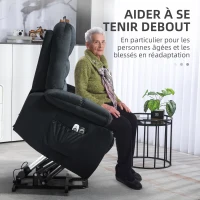 HOMCOM Fauteuil releveur électrique fauteuil de relaxation inclinable 8 points de massage vibrants 85 x 94 x 107 cm noir(m-4)