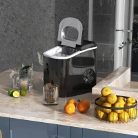 HOMCOM Eiswürfelmaschine, 2, 2 Liter, 12 kg in 24 h, Eiskugeln, selbstreinigend, Eiswanne, Eisschaufel, Schwarz(m-8)