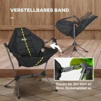 Outsunny Camping-Schaukelstuhl, faltbar, verstellbare Rückenlehne, Aluminiumrahmen, 54 x 100 x 101cm, Schwarz(m-5)