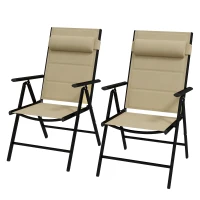 Outsunny Set of Two Padded Garden Chairs - Khaki(m-11)