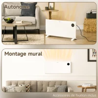 HOMCOM Radiateur électrique convecteur 2000 W écran LED et télécommande sur pieds ou mural pièce 15-20㎡ blanc(m-8)