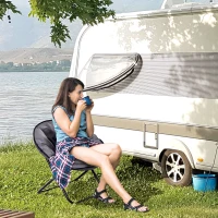 Outsunny Campingstuhl Faltbar Campingsessel mit Lehne, Klappstuhl bis 120kg, gepolstert Moonchair Extra Breit, Faltsessel Outdoor Stuhl für Garten, Balkon, Camping, Grau(m-2)