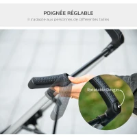 PawHut Poussette pour chiens 3 en 1 pliable panier de transport avec poignée habillage de pluie 77 x 44 x 100 cm gris(m-6)