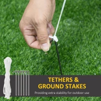 HOMCOM 8ft Inflatable Christmas Penguin Holding Candy Cane Blow Up Outdoor Decoration with LED Lights for Holiday(m-7)