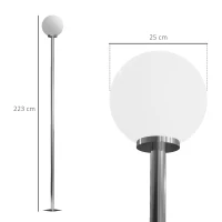 Outsunny Lampioncino da Giardino Impermeabile con Palo in Acciaio e Paralume Rotondo, Ø25x223Acm, Crema(m-3)