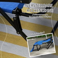 Outsunny Tuinligstoel Zonneligstoelen Relaxligstoel, Opvouwbaar, Weerbestendig, 194 cm x 72 cm x 31 cm, Zwart + Donkerblauw(m-6)