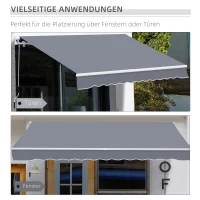 Outsunny Gelenkarmmarkise Verstellbare Klemmmarkise Terrassenmarkise 3,95 x 3m Sonnenschutz mit Kurbel, Balkonmarkise, Grau(m-5)