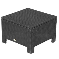 Outsunny Poly Rattan Hocker mit Kissen Gartenhocker Sitzhocker Fußhocker Rattanhocker Balkon Sitzhocker Gartenmöbel Schwarz+Cremeweiß 50 x 50 x 35 cm(m-8)