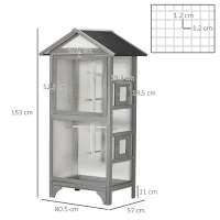 PawHut Voliera per Uccelli da Esterno in Legno di Abete, 80.5x57x158.5cm, Grigio Chiaro(m-3)