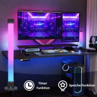 HOMCOM 2er-Set LED-Lampe, Tischlampe mit App- und Fernsteuerung, Musik-Synchronisation, Farb-Modi, Timer, Weiß(m-6)