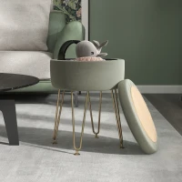 HOMCOM 5L Velvet-Feel Storage Ottoman - Green(m-2)