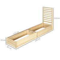 Outsunny Jardinera Exterior Grande de Madera con Enrejado para Plantas Trepadoras 2 Cajas de Cultivo 230x60x110 cm Natural(m-3)