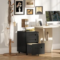 Vinsetto Three-Drawer Steel Filing Cabinet - Black(m-2)