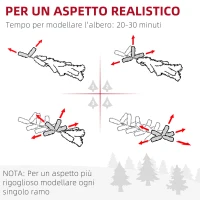 HOMCOM Albero di Natale Slim Alto 225 cm Salvaspazio con 538 Rami con Base in Acciaio per Interni, Verde(m-7)